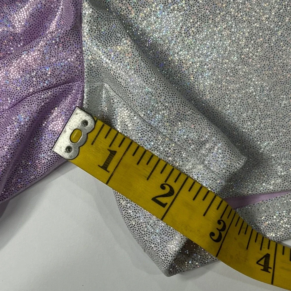 Justice Girls Iridescent Purple Silver Black Foil Dance Gym Shorts Size M 10 New